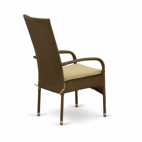 Oslo Patio Chair With Cushion, Brown Wicker, And Beige Cushion - Set Of 2