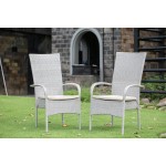 Oslo Patio Chair, Cushion, Natural Linen Wicker, And Beige Cushion - Set Of 2