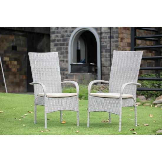 Oslo Patio Chair, Cushion, Natural Linen Wicker, And Beige Cushion - Set Of 2