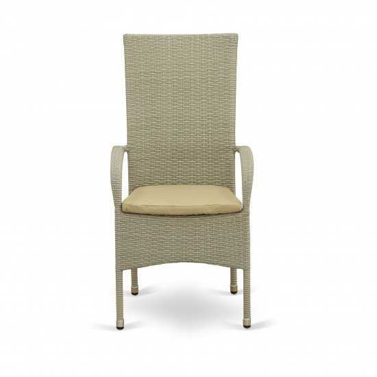 Oslo Patio Chair, Cushion, Natural Linen Wicker, And Beige Cushion - Set Of 2