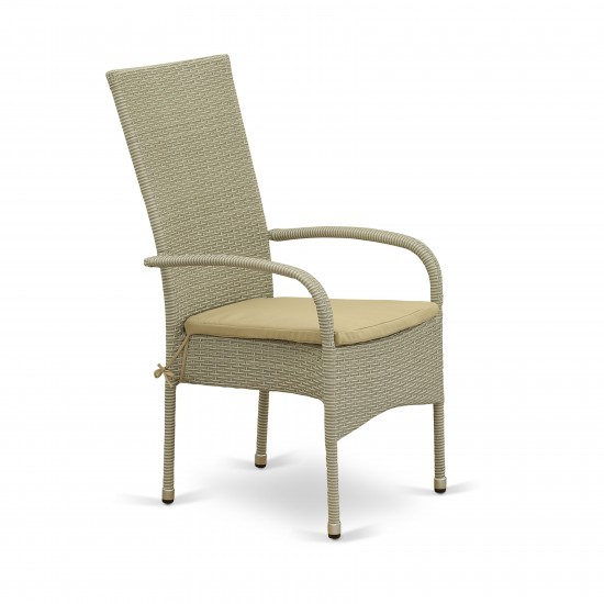 Oslo Patio Chair, Cushion, Natural Linen Wicker, And Beige Cushion - Set Of 2