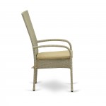 Oslo Patio Chair, Cushion, Natural Linen Wicker, And Beige Cushion - Set Of 2