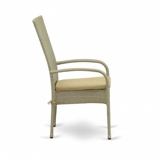 Oslo Patio Chair, Cushion, Natural Linen Wicker, And Beige Cushion - Set Of 2