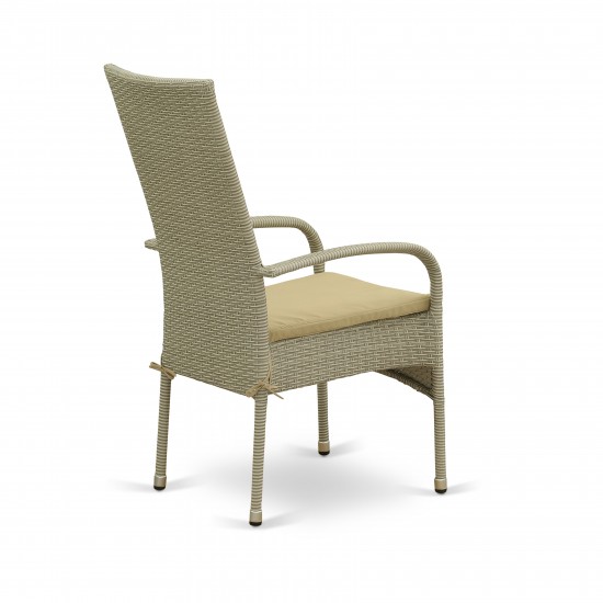Oslo Patio Chair, Cushion, Natural Linen Wicker, And Beige Cushion - Set Of 2
