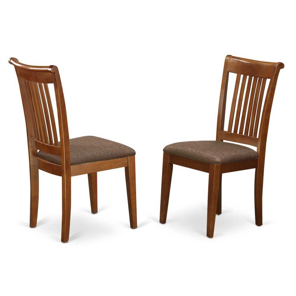 Portland Slat Back Chair For Kitchen With Fabric Seat - Set Of 2