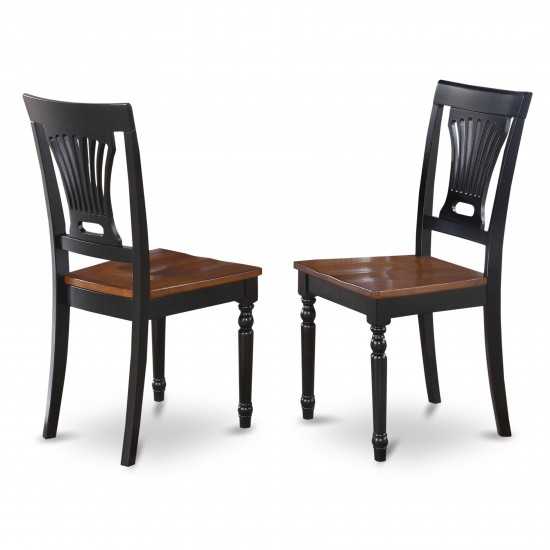 Plainville Kitchen Dining Chair With Wood Seat - Black & Cherry- Set Of 2