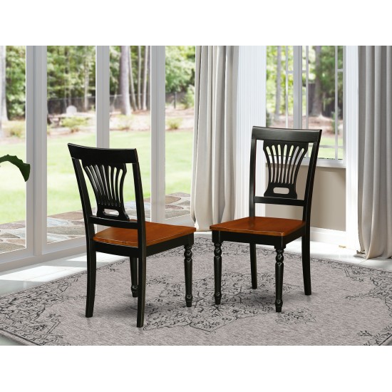 Plainville Kitchen Dining Chair With Wood Seat - Black & Cherry- Set Of 2