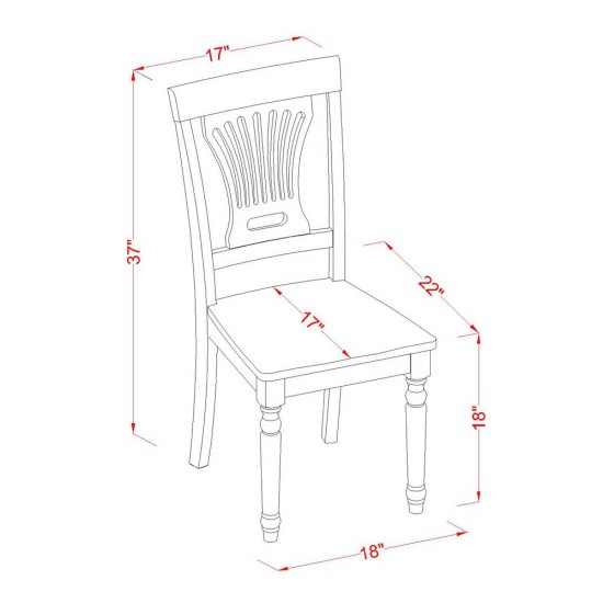 Plainville Kitchen Dining Chair With Wood Seat - Black & Cherry- Set Of 2