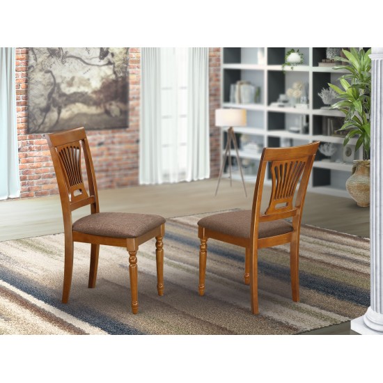 Plainville Chair With Cushion Seat - Saddle Brown Finish - Set Of 2