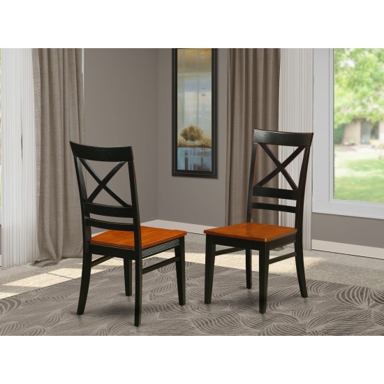 Quincy Dining Dining Room Chair With X-Back In Black & Cherry- Set Of 2