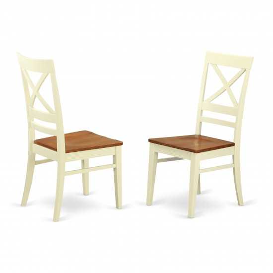 Quincy Dining Kitchen Dining Chair, X-Back In Buttermilk & Cherry- Set Of 2