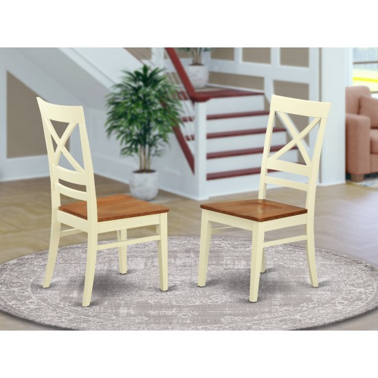 Quincy Dining Kitchen Dining Chair, X-Back In Buttermilk & Cherry- Set Of 2