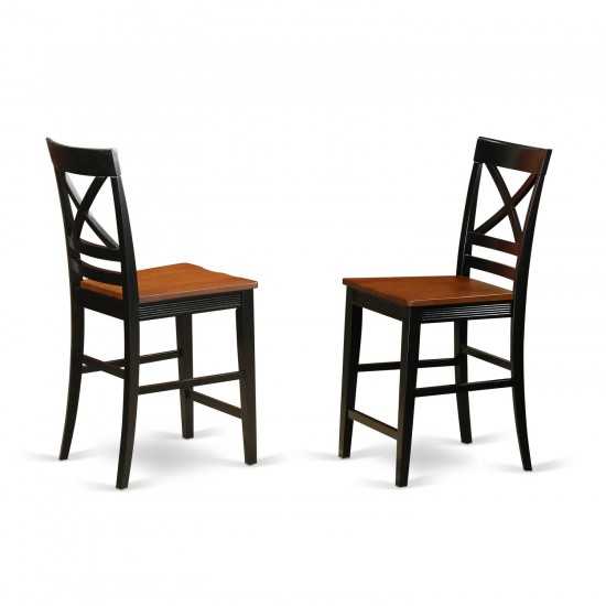 Quincy Counter Height Stools With X-Back In Black & Cherry Finish - Set Of 2