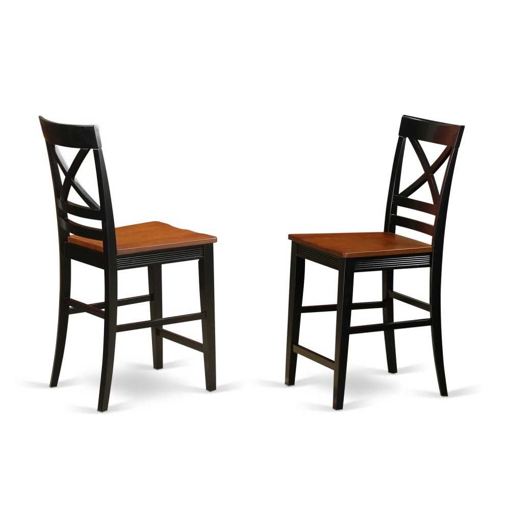 Quincy Counter Height Stools With X-Back In Black & Cherry Finish - Set Of 2