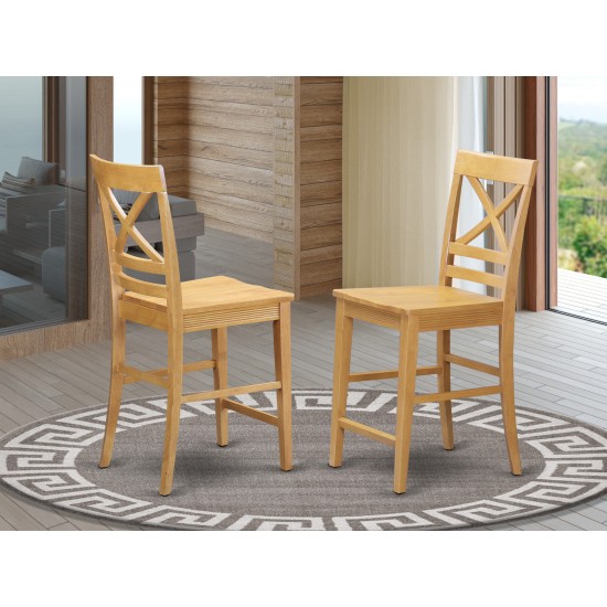 Quincy Counter Height Stools With X-Back In Oak Finish - Set Of 2