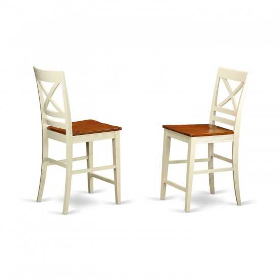 Quincy Counter Height Stools With X-Back In Buttermilk And Cherry- Set Of 2