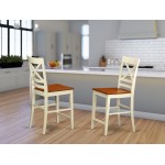 Quincy Counter Height Stools With X-Back In Buttermilk And Cherry- Set Of 2