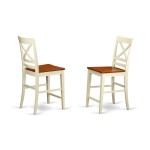 Quincy Counter Height Stools With X-Back In Buttermilk And Cherry- Set Of 2