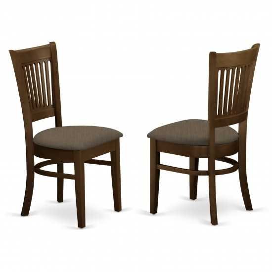 Vancouver Linen Fabric Seat Chairs For Dining Room - Espresso- Set Of 2