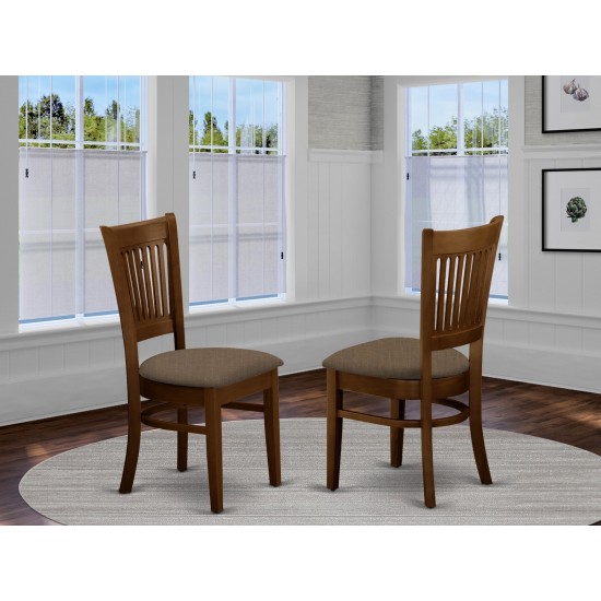 Vancouver Linen Fabric Seat Chairs For Dining Room - Espresso- Set Of 2