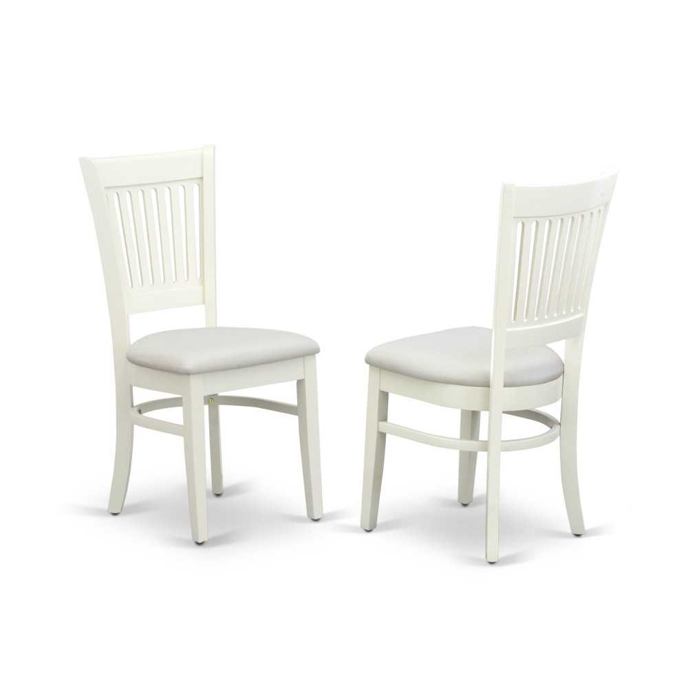 Dining Room Chairs 2Pc Set- Seat, Slatted Back, Linen White Finish, Set Of 2