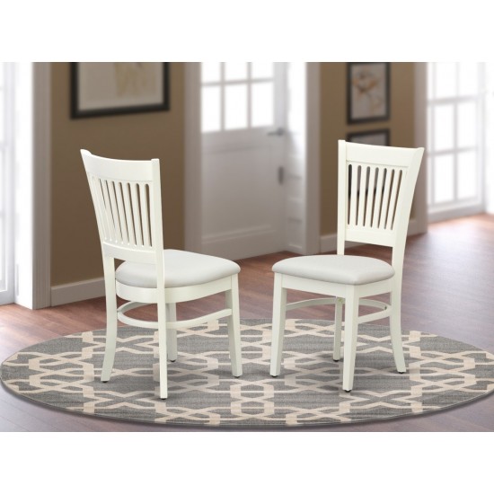 Dining Room Chairs 2Pc Set- Seat, Slatted Back, Linen White Finish, Set Of 2