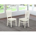 Wooden Dining Chairs 2-Piece Set-Wooden Seat And Slatted Back, White- Set Of 2
