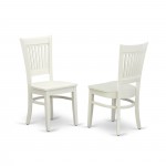 Wooden Dining Chairs 2-Piece Set-Wooden Seat And Slatted Back, White- Set Of 2