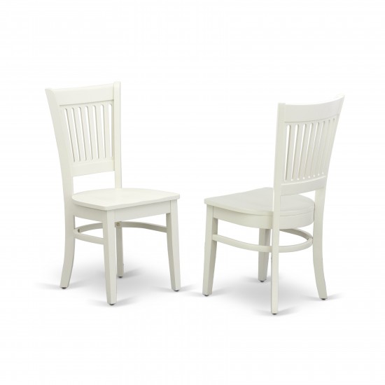 Wooden Dining Chairs 2-Piece Set-Wooden Seat And Slatted Back, White- Set Of 2