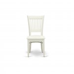 Wooden Dining Chairs 2-Piece Set-Wooden Seat And Slatted Back, White- Set Of 2