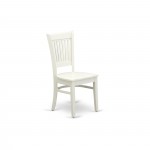 Wooden Dining Chairs 2-Piece Set-Wooden Seat And Slatted Back, White- Set Of 2