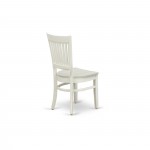 Wooden Dining Chairs 2-Piece Set-Wooden Seat And Slatted Back, White- Set Of 2