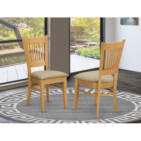 Vancouver Linen Fabric Seat Dining Chairs - Oak Finish - Set Of 2