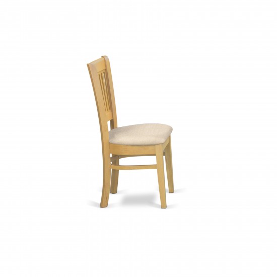 Vancouver Linen Fabric Seat Dining Chairs - Oak Finish - Set Of 2