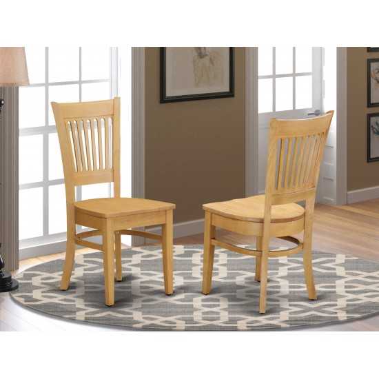 Vancouver Wood Seat Kitchen Dining Chairs In Oak Finish - Set Of 2