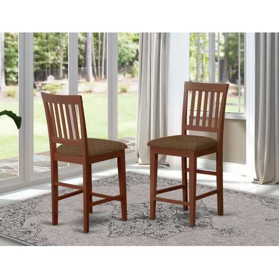 Vernon Counter Stools With Cushion Seat - Mahogany Finish - Set Of 2