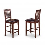 Vernon Counter Stools With Faux Leather Seat - Mahogany Finish - Set Of 2