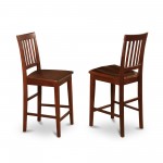 Vernon Counter Stools With Wood Seat - Mahogany Finish - Set Of 2