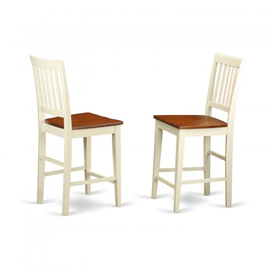 Vernon Counter Height Stools With Wood Seat - Buttermilk & Cherry- Set Of 2