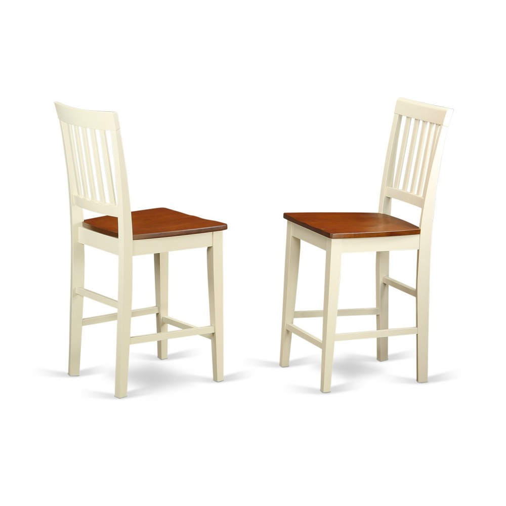 Vernon Counter Height Stools With Wood Seat - Buttermilk & Cherry- Set Of 2 Vernon Counter Height Stools With Wood Seat - Buttermilk & Cherry- Set Of 2