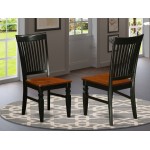 Weston Dining Wood Seat Chair, Slatted Back In Black- Set Of 2, Black & Cherry