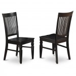 Weston Dining Wood Seat Chair With Slatted Back In Black- Set Of 2, Black