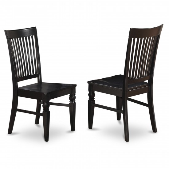 Weston Dining Wood Seat Chair With Slatted Back In Black- Set Of 2, Black