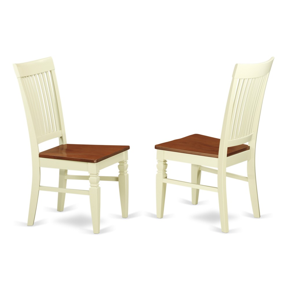 Weston Dining Wood Seat Chair, Slatted Back In Black- Set Of 2, Buttermilk & Cherry Weston Dining Wood Seat Chair, Slatted Back In Black- Set Of 2, Buttermilk & Cherry