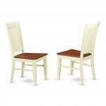 Weston Dining Wood Seat Chair, Slatted Back In Black- Set Of 2, Buttermilk & Cherry
