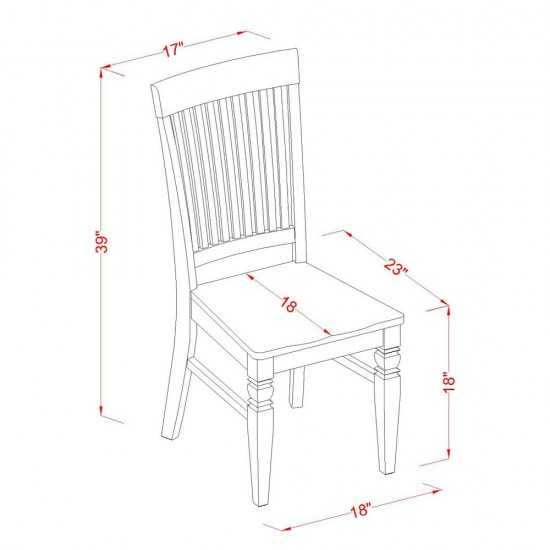 Weston Dining Wood Seat Chair, Slatted Back In Black- Set Of 2, Buttermilk & Cherry