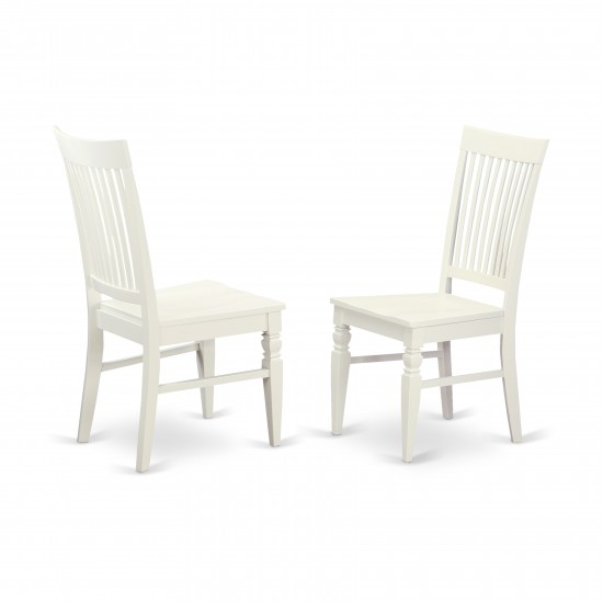 Weston Dining Wood Seat Dining Chair, Slatted Back In In Linen White- Set Of 2