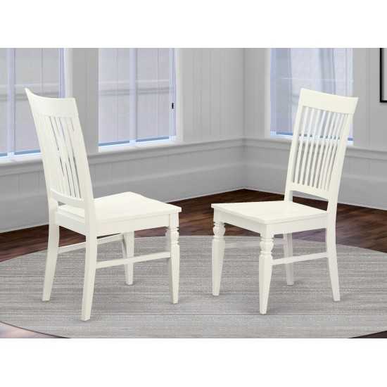 Weston Dining Wood Seat Dining Chair, Slatted Back In In Linen White- Set Of 2