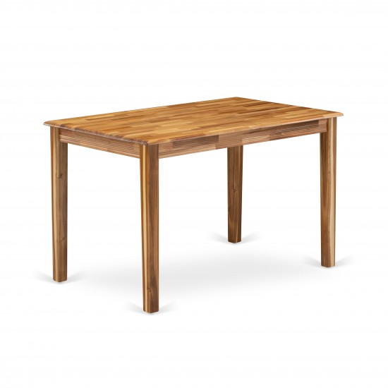 Wooden Dining Table Natural Rectangular Top Surface, Asian Wood Table 4 Legs Natural Finish