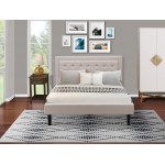 2Pc Platform Bedroom Set, 1 Bed, Nightstand, Mist Beige